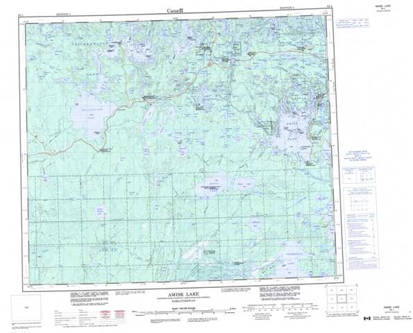 Printable Amisk Lake Topographic Map 063L at 1:250,000 scale