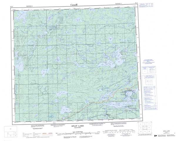 Printable Split Lake Topographic Map 064A at 1:250,000 scale