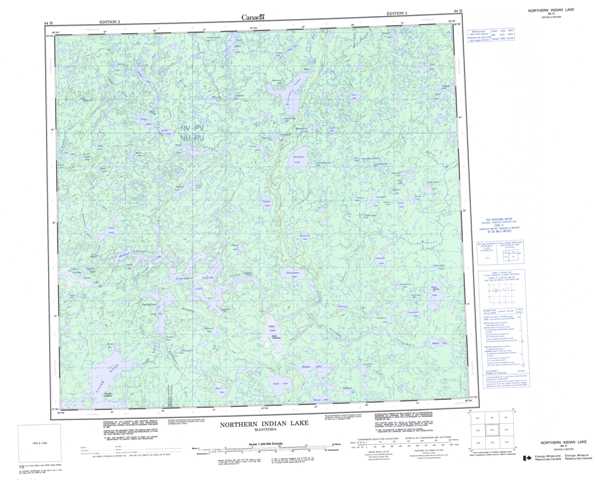 Printable Northern Indian Lake Topographic Map 064H at 1:250,000 scale