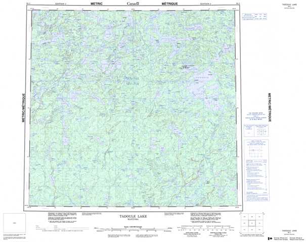 Printable Tadoule Lake Topographic Map 064J at 1:250,000 scale
