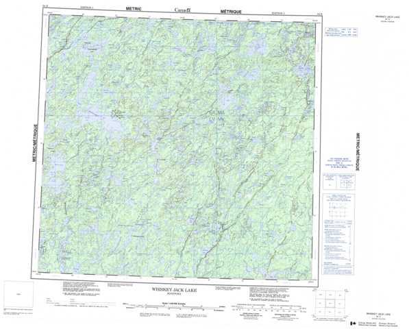 Printable Whiskey Jack Lake Topographic Map 064K at 1:250,000 scale