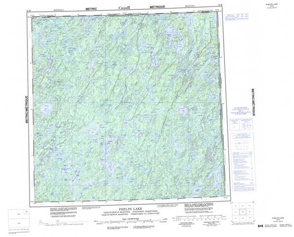 Printable Phelps Lake Topographic Map 064M at 1:250,000 scale