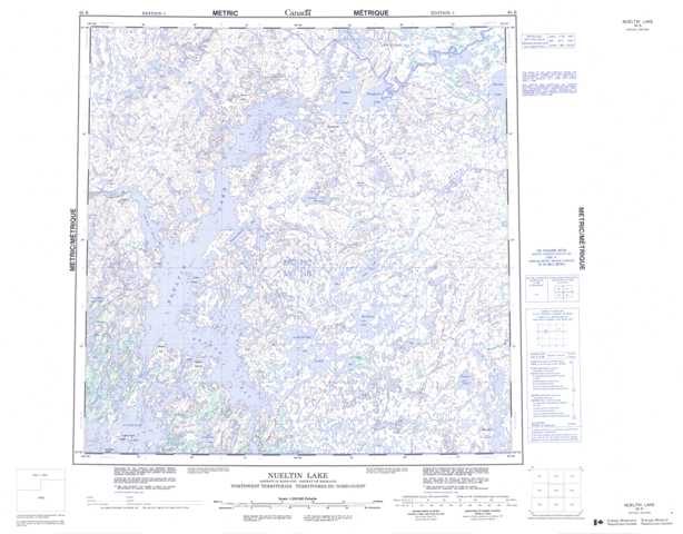 Printable Nueltin Lake Topographic Map 065B at 1:250,000 scale