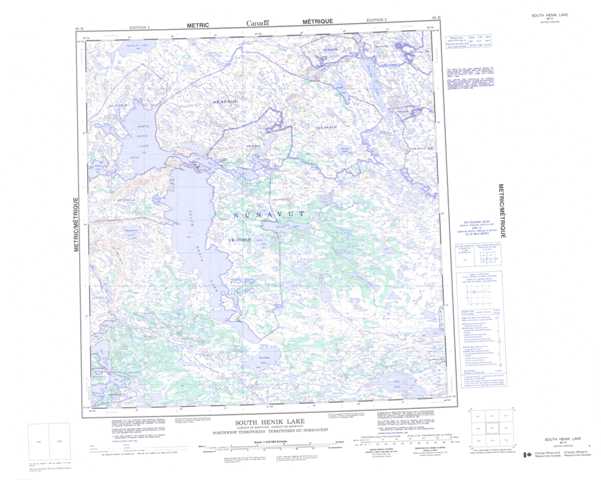 Printable South Henik Lake Topographic Map 065H at 1:250,000 scale