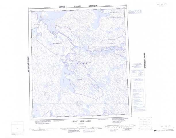 Printable Thirty Mile Lake Topographic Map 065P at 1:250,000 scale