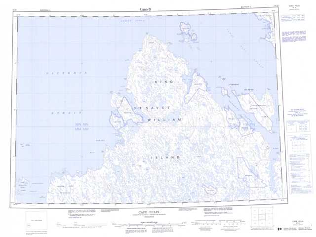 Printable Cape Felix Topographic Map 067D at 1:250,000 scale