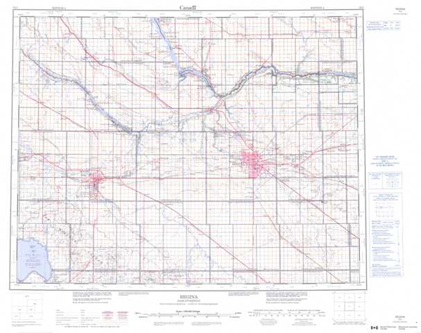 Printable Regina Topographic Map 072I at 1:250,000 scale