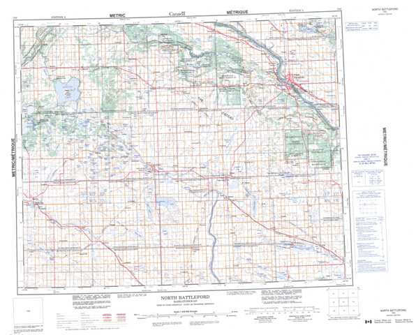 Printable North Battleford Topographic Map 073C at 1:250,000 scale