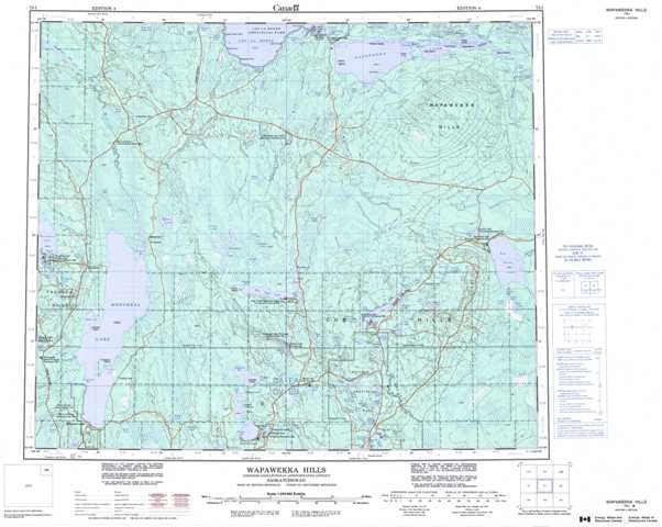 Printable Wapawekka Hills Topographic Map 073I at 1:250,000 scale