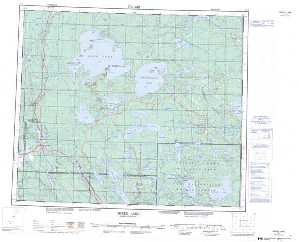 Printable Green Lake Topographic Map 073J at 1:250,000 scale