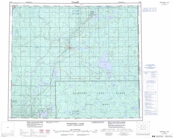 Printable Winefred Lake Topographic Map 073M at 1:250,000 scale