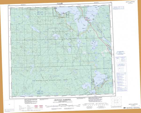 Printable Buffalo Narrows Topographic Map 073N at 1:250,000 scale