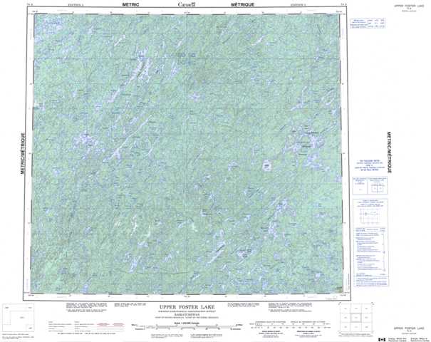 Printable Upper Foster Lake Topographic Map 074A at 1:250,000 scale