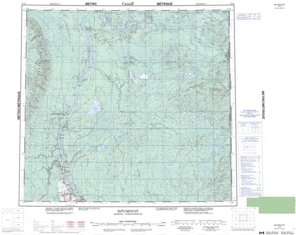 Printable Bitumount Topographic Map 074E at 1:250,000 scale