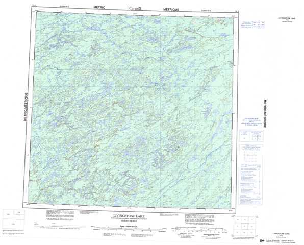 Printable Livingstone Lake Topographic Map 074J at 1:250,000 scale