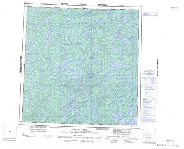 Printable Abitau Lake Topographic Map 075B at 1:250,000 scale