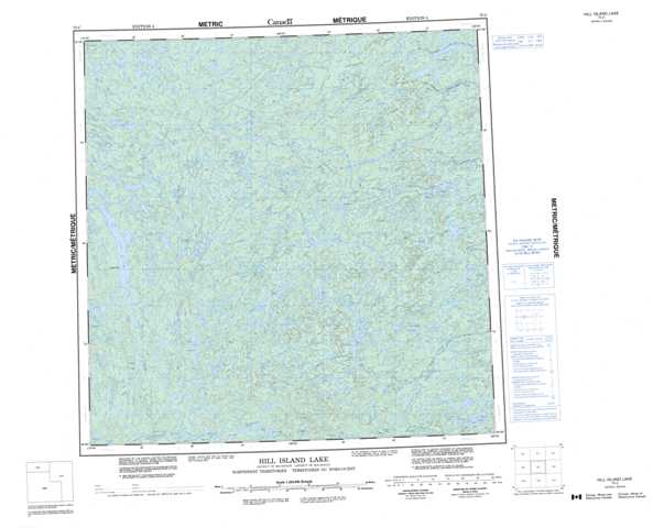 Printable Hill Island Lake Topographic Map 075C at 1:250,000 scale