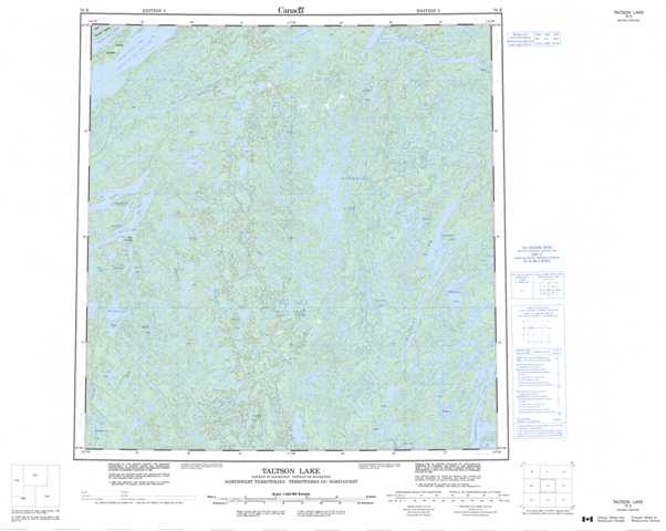 Printable Taltson Lake Topographic Map 075E at 1:250,000 scale