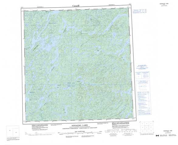 Printable Nonacho Lake Topographic Map 075F at 1:250,000 scale