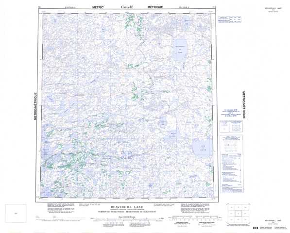 Printable Beaverhill Lake Topographic Map 075I at 1:250,000 scale
