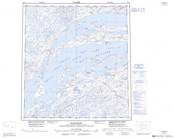 Printable Snowdrift Topographic Map 075L at 1:250,000 scale