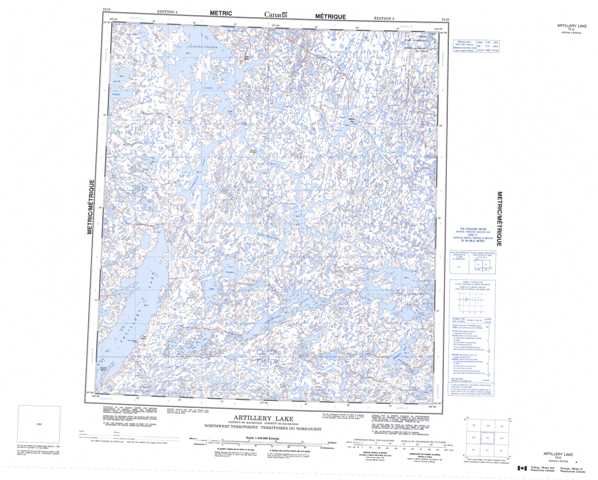 Artillery Lake Topographic Map that you can print: NTS 075O at 1:250,000 Scale