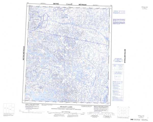 Printable Healey Lake Topographic Map 076B at 1:250,000 scale