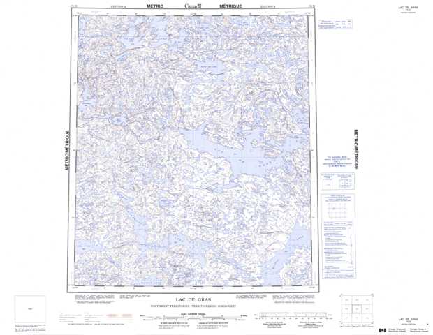 Printable Lac De Gras Topographic Map 076D at 1:250,000 scale