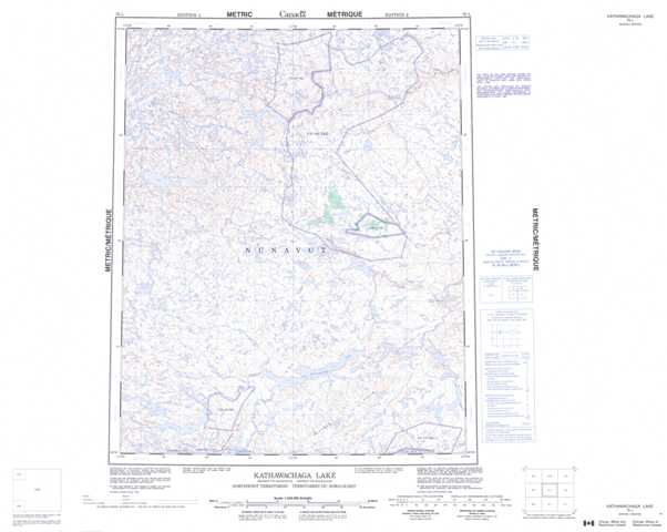 Printable Kathawachaga Lake Topographic Map 076L at 1:250,000 scale