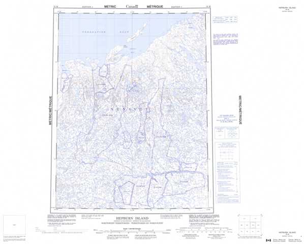 Printable Hepburn Island Topographic Map 076M at 1:250,000 scale