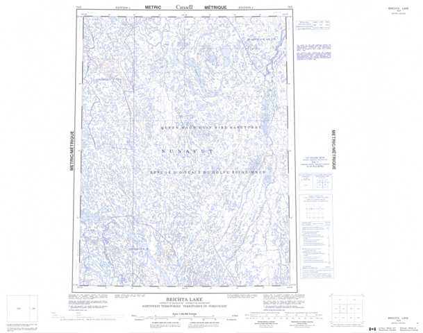 Printable Brichta Lake Topographic Map 076P at 1:250,000 scale
