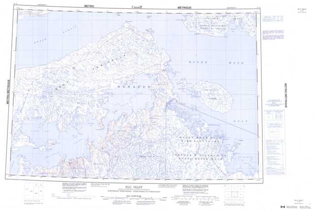 Printable Elu Inlet Topographic Map 077A at 1:250,000 scale