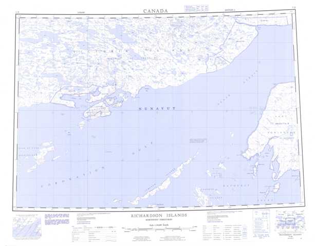 Richardson Islands Topographic Map that you can print: NTS 077B at 1:250,000 Scale