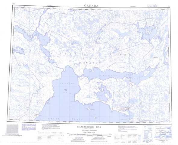 Printable Cambridge Bay Topographic Map 077D at 1:250,000 scale