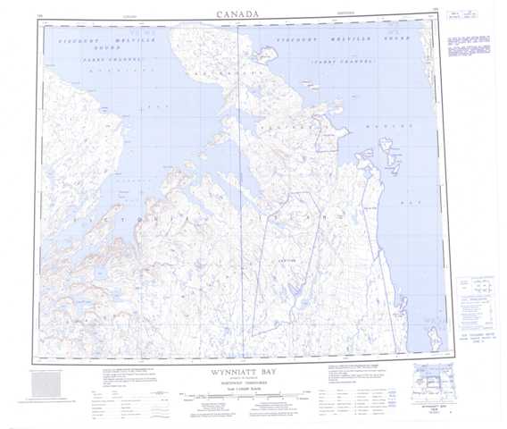 Printable Wynniatt Bay Topographic Map 078B at 1:250,000 scale