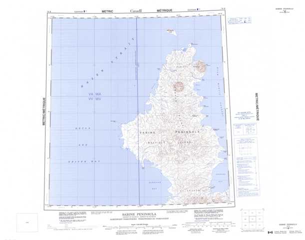 Printable Sabine Peninsula Topographic Map 079B at 1:250,000 scale