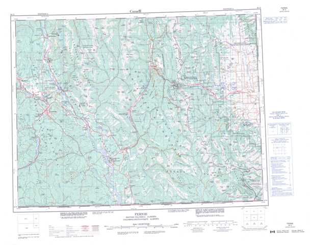 Printable Fernie Topographic Map 082G at 1:250,000 scale