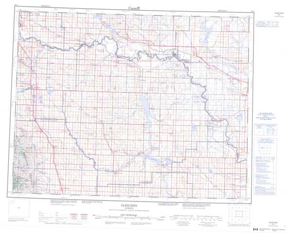 Printable Gleichen Topographic Map 082I at 1:250,000 scale
