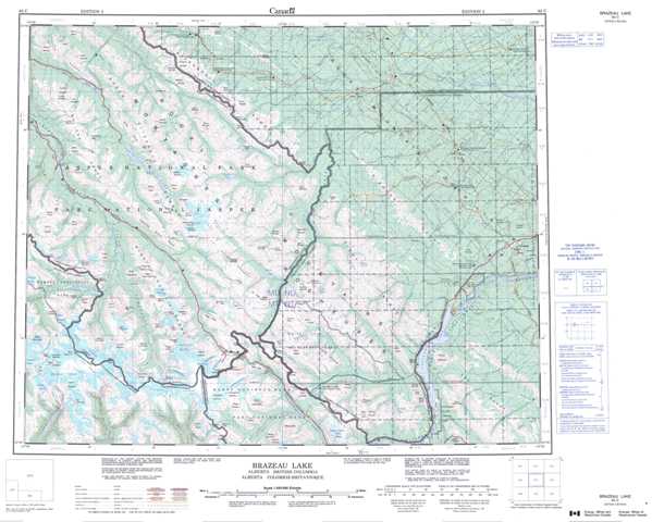 Brazeau Lake Topographic Map that you can print: NTS 083C at 1:250,000 Scale