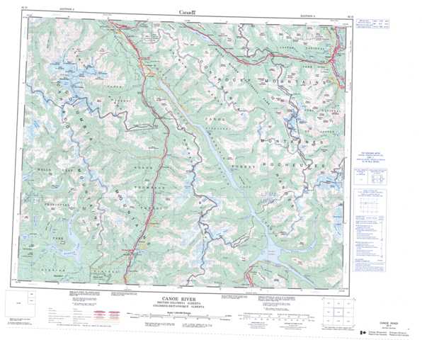 Canoe River Topographic Map that you can print: NTS 083D at 1:250,000 Scale