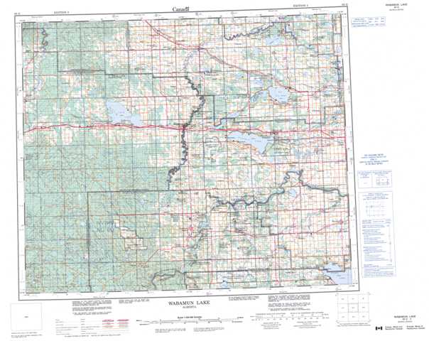 Printable Wabamun Lake Topographic Map 083G at 1:250,000 scale