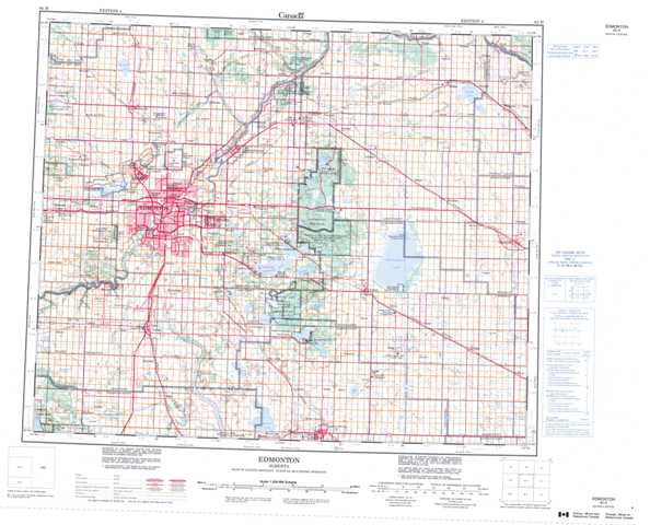 Edmonton Topographic Map that you can print: NTS 083H at 1:250,000 Scale