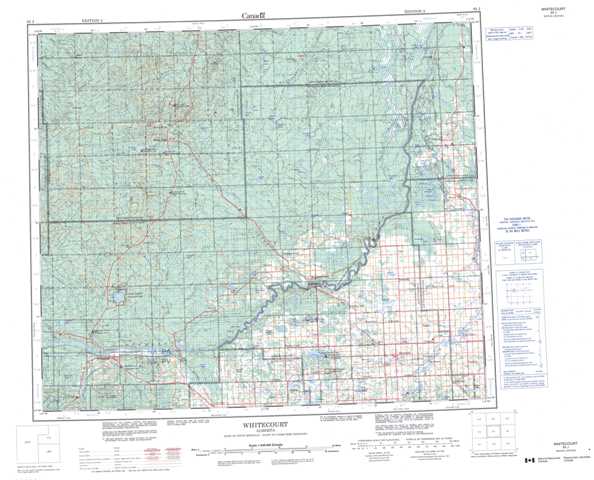 Whitecourt Topographic Map that you can print: NTS 083J at 1:250,000 Scale