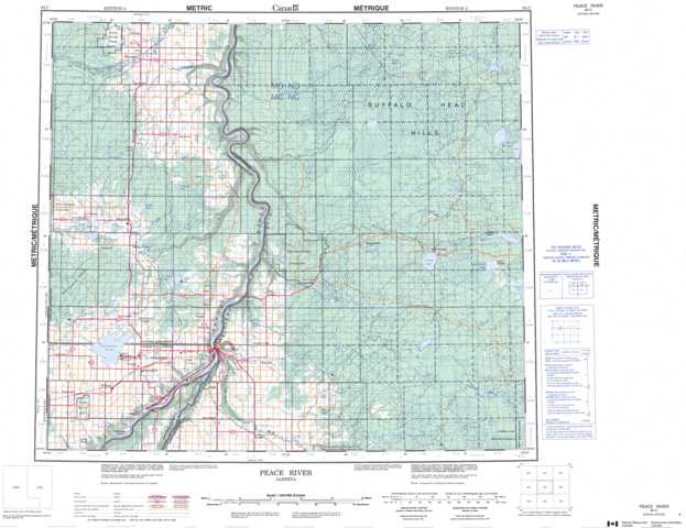 Peace River Topographic Map that you can print: NTS 084C at 1:250,000 Scale