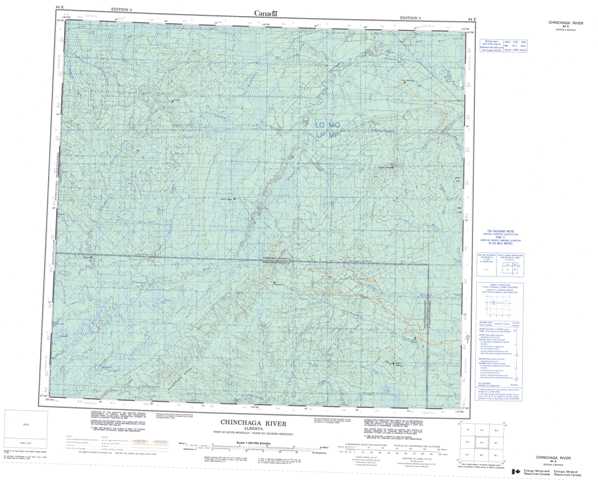 Printable Chinchaga River Topographic Map 084E at 1:250,000 scale