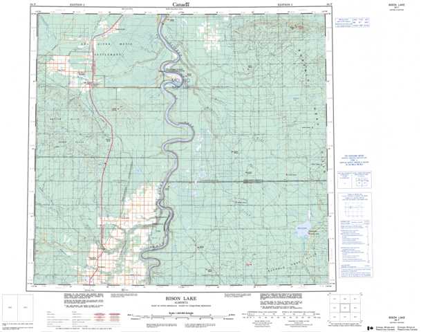 Printable Bison Lake Topographic Map 084F at 1:250,000 scale