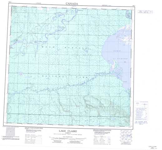 Printable Lake Claire Topographic Map 084I at 1:250,000 scale