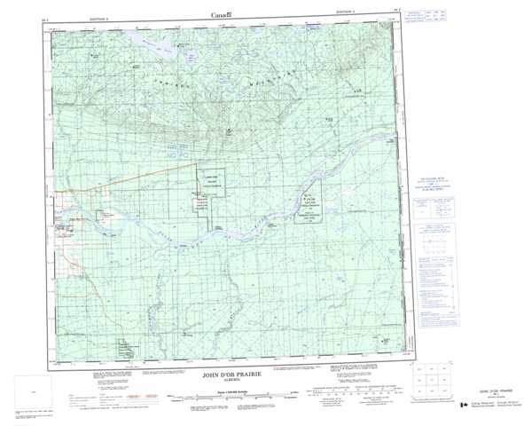 Printable John D'Or Prairie Topographic Map 084J at 1:250,000 scale