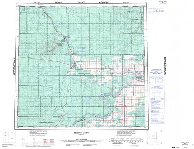 Printable Mount Watt Topographic Map 084K at 1:250,000 scale