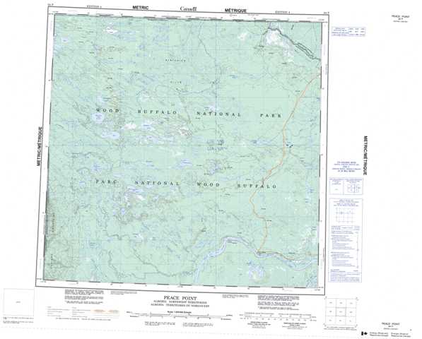 Printable Peace Point Topographic Map 084P at 1:250,000 scale